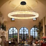 48" Black K9 Crystal Ring Chandelier, Modern Integrated LED Dimmable Ceiling Pen... - Image 2