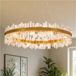 48-Inch Gold Modern Crystal Chandelier, 24 Lights, Large Round 2-Tier K9 Crystal... - Image 2