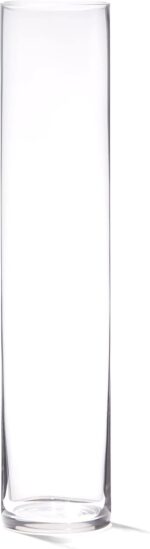 4E's Novelty 16 Inch Tall Cylinder Glass Vase, 3.5" Wide - Clear Glass Vase for ... - Image 2