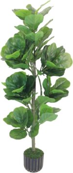4FT Artificial Fiddle Leaf Fig Tree, Premium Fake Ficus Lyrata Plant in Decorati... - Image 2