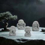 4Pcs Mini Monk Buddha Statues, See Hear Speak Think No Evil Mini Monk Decor, Han... - Image 2
