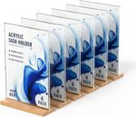 4×6 inch Acrylic Table Top Sign Holder with Beech Wood Base – Double-Sided Menu ... - Image 2