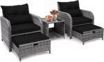 5 Pieces PE Wicker Outdoor Chairs with Ottoman, 5 PCS Rattan Patio Furniture Cha... - Image 2