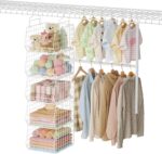 5 Tier Extended Depth Kids Hanging Closet Organizer with Adjustable Width and He... - Image 2