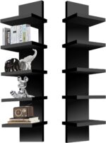 5 Tier Wall Shelf Unit, Decorative Wall Mount Vertical Shelving, Smooth Laminate... - Image 2