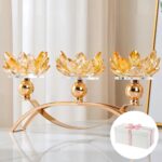 5.6" Tall Crystal Candle Holders Lotus Candelabras Gold Arch Candlestick, Center... - Image 2