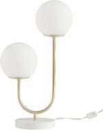 510 DESIGN Table Lamp for Bedroom - Metal Gold Nightstand Lamp, Frosted Glass Gl... - Image 2