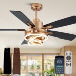 52" Gold Ceilling Fans with Lights Modern Chandelier Fan DC Motor Dimmable Led F... - Image 2