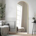 56"x20" Arched Full Length Mirror with Stand, Gold Floor Mirror, Full Body Dress... - Image 2