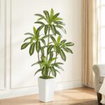 5FT Artificial Dracaena Tree with White Planter and Fake Green Moss - Real Touch... - Image 2