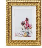 5x7 Antique Gold Picture Frame, Resin Frame with Real Glass & Floral Relief Carv... - Image 2
