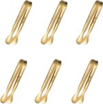6 PCS Gold Sugar Tongs Set – 304 Stainless Steel Mini Tongs for Tea Parties, Des... - Image 2