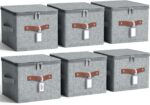 6 Pack 15 Inch Fabric Closet Storage Bins with Lids, 15x10x10In Large Foldable C... - Image 2
