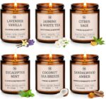 6-Pack Scented Soy Candle Set – Lavender Vanilla, Eucalyptus, Sandalwood, Jasmin... - Image 2