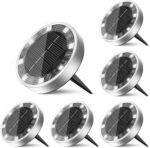 6 Pack Solar Ground Lights Outdoor, 8 LED Mini Flat Solar Disc Lights, IP65 Wate... - Image 2