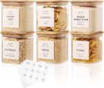 6 Pack Square Glass Pantry Storage Containers with 132 Kitchen Food Pantry Label... - Image 2