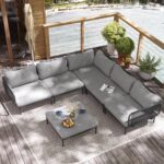 6-Piece Patio Furniture Set, 31" Oversized Outdoor Sectional Sofa with Olefin Wo... - Image 2