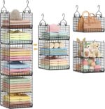 6 Tier Hanging Closet Organizers and Storage Stackable Hanging Closet Shelves wi... - Image 2