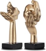6.5" H Black Gold Art Thinker Figurines 2 PCS, Abstract Small Statues Home Accen... - Image 2