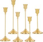 6Pcs Candlestick Holders,Brass Gold Metal Taper Candle Holder for Pillar Candles... - Image 2