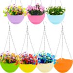 7 Pack 8 Inch Plastic Self-Watering Hanging Planters,Colorful Garden Flower Plan... - Image 2