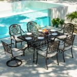 7-Piece Cast Aluminum Patio Furniture, Patio Dining Sets for 6 Includes 4 Stacka... - Image 2