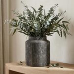 7" Rustic Black Ribbed Vase - Wabi Sabi Textured Ceramic Vase for Flowers, Vinta... - Image 2