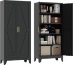 71" Tall Pantry Cabinet, White Metal Pantry Storage Cabinet, Kitchen Pantry Stor... - Image 2