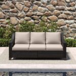 77'' Patio Sofa, All Weather Outdoor Rattan Wicker 3-Seat Sofa High Back Couch w... - Image 2