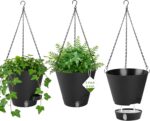 8 Inch Hanging Planters Indoor Outdoor, 3 Pack Plastic Self Watering Plant Pots ... - Image 2