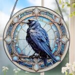 8 Inch Stained Glass Suncatcher Ornament, DOUHASU Crow Sun Catchers Indoor Windo... - Image 2