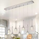 8-Light Rectangle Brushed Nickel Crystal Chandelier, Dimmable LED Bubble Raindro... - Image 2