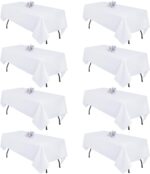 8 Pack White Table Cloth 60x102 Inch Rectangle Tablecloths for 6 Foot Rectangle ... - Image 2