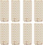 8 Pcs Gold Crystal Flower Vase and Pillar Candle Holder Set, 7.87" Metal Cylinde... - Image 2