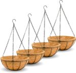 8 inch Metal Hanging Baskets For Plants Outdoor 4 Pack Round Metal Wire Hanging ... - Image 2