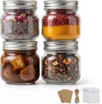 8 oz Mason Jars with Airtight Silver Lids - 4 Pack Small Glass Jars - Thickened ... - Image 2