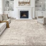 8x10 Area Rugs Living Room: Washable Large Neutral Brown Rug Abstract Soft Moder... - Image 2
