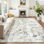 8x10 Area Rugs for Living Room, Abstract Neutral Large Washable Rug, Indoor Soft... - Image 2