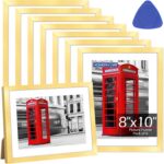 8x10 Picture Frame Set of 8, Gold Photo Frames for Tabletop or Wall Display, Fit... - Image 2