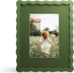 8x10 Picture Frame with Mat for 5x7, Wavy Edge Wooden Real Glass Photo Frame for... - Image 2