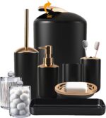 9 Pieces Black Bathroom Accessories Set, Gorgeous Bathroom Set, Trash Can, Toile... - Image 2