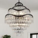 9-Tier 16 Lights Crystal Chandelier Luxury Light Fixtures 24" Black K9 Crystal P... - Image 2