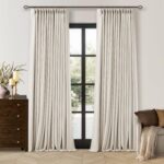 90 Inch Pinch Pleated Blackout Linen Curtains for Bedroom 2 Panels Memory Traine... - Image 2