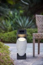 A&B Home 23.4” Black and White Modern Water Fountain with Vase Design and Light,... - Image 2