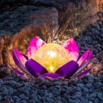 AIINY Solar Light Outdoor(2Pack), Art Crackle Globe Glass Lotus Decoration, Sola... - Image 2