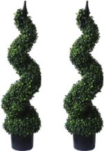 ALL SEASON GREEN 36" Topiary Trees Artificial Outdoor Boxwood Plants Set of 2 fo... - Image 2