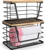 ALOCEO 2 Pack Storage Stackable Kitchen Laundry Organizers with Bamboo Top, Larg... - Image 2