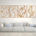 AMAATE Gold Metal Wall Art, 4 Pieces Minimalist Woman Face Line Art Sculpture, H... - Image 2