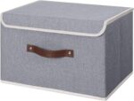 ANMINY Storage Bin with Lid Storage Boxes with PU Leather Handles PP Plastic Boa... - Image 2