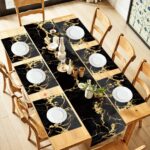 ANNA QUEEN Gold and Black Marble Table Runner and Placemats Set of 6 – Elegant 1... - Image 2